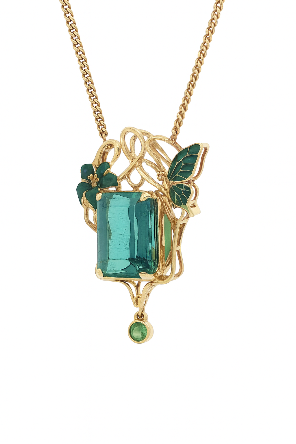 Art Nouveau Butterfly & Lily Necklace