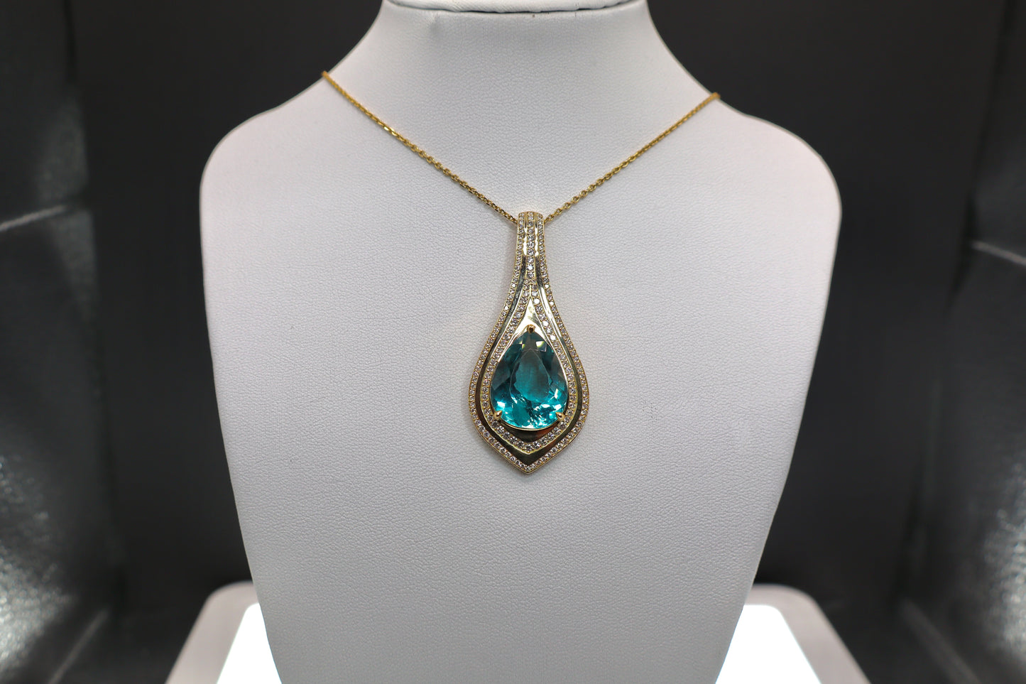 Paraiba Blue Apatite and Diamond Pendant Necklace