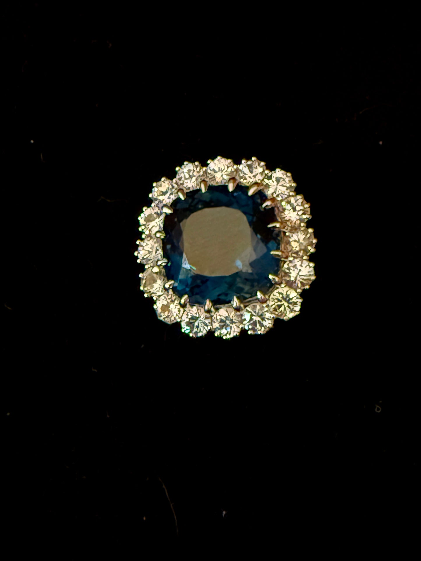 23.44 Carat London Blue Topaz & White Sapphire Brooch/Pendant – 14K White Gold