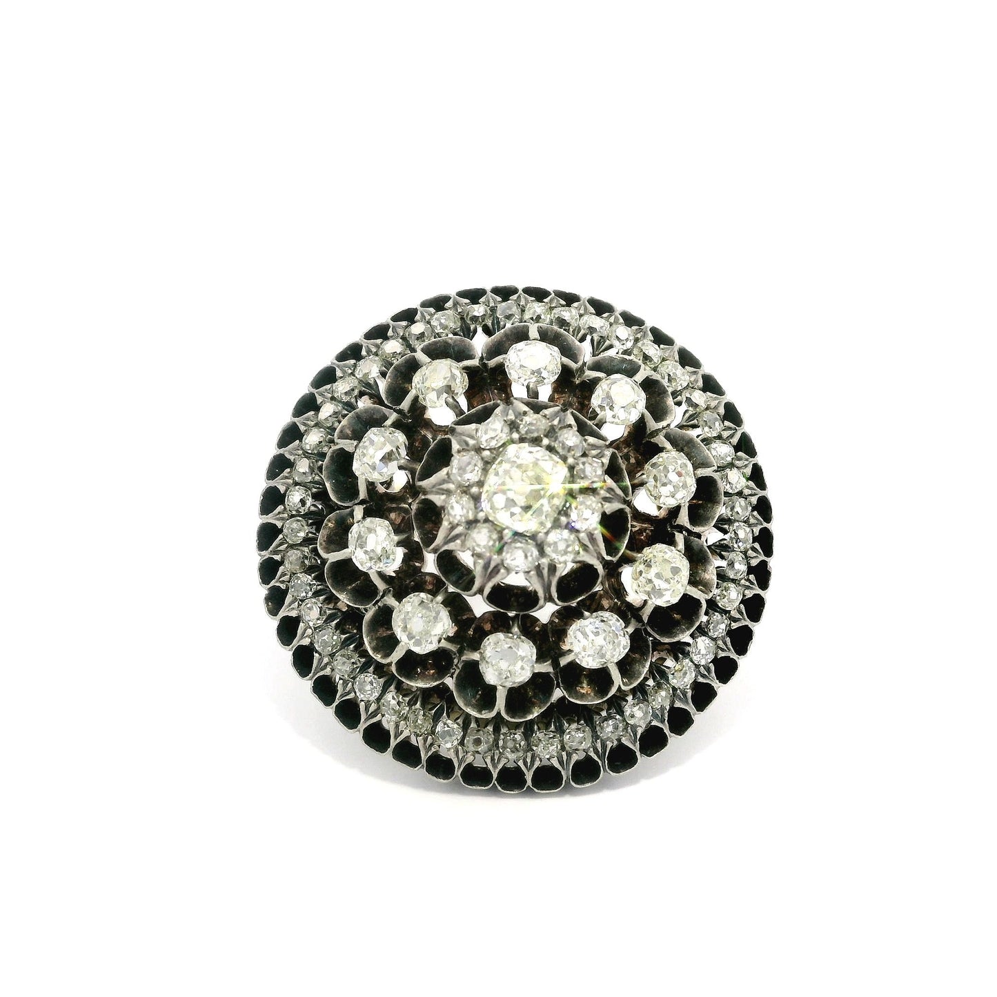 Georgian Domed Diamond Cluster Brooch | Silver over 14K Gold, c. 1800