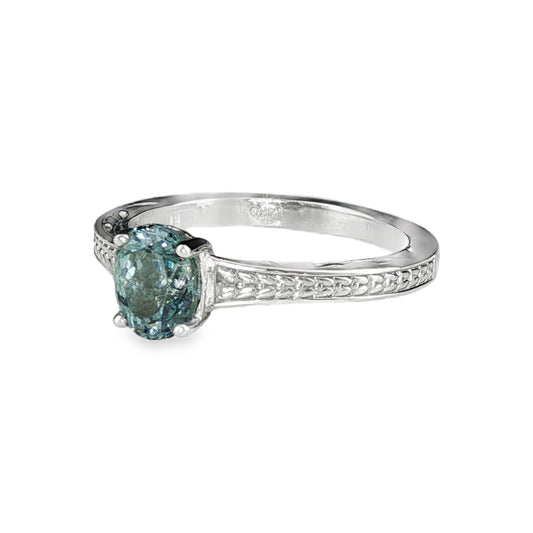 Natural Gray-Blue Spinel Ring in 14K White Gold