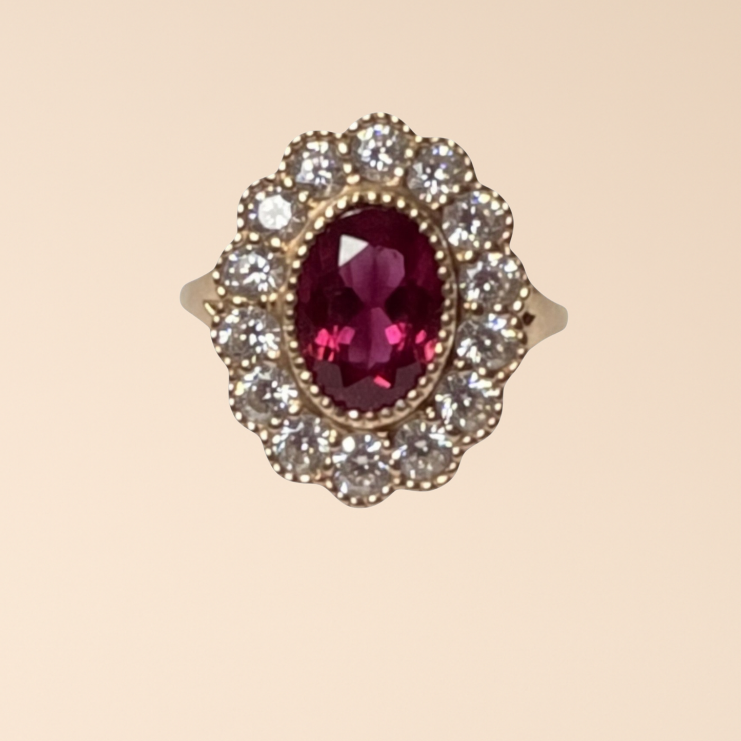 Vintage-Inspired Pink Tourmaline Halo Ring in Rose Gold