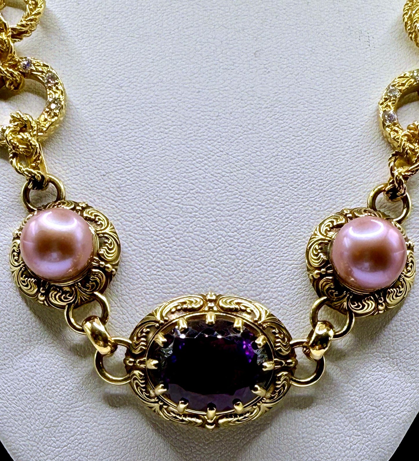 One-of-a-Kind Vintage Gold & Amethyst Statement Necklace