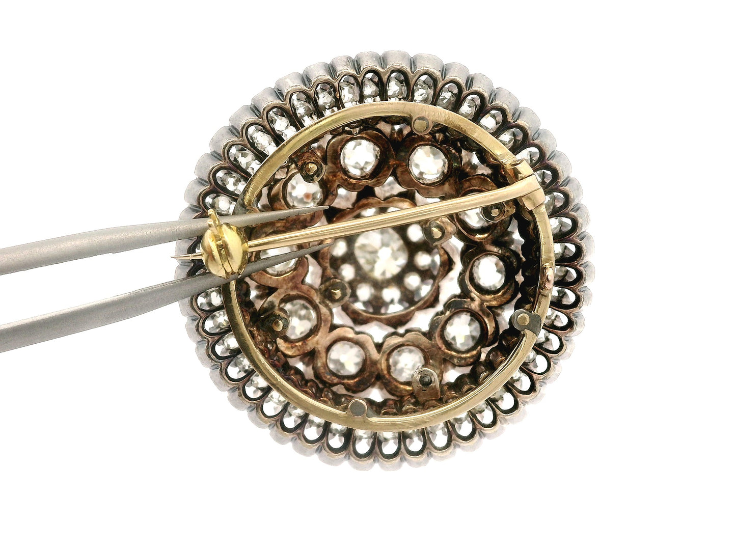 Georgian Domed Diamond Cluster Brooch | Silver over 14K Gold, c. 1800