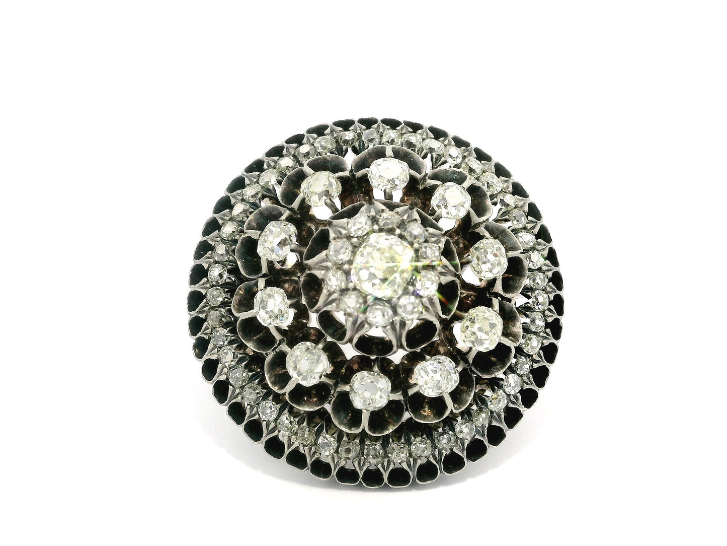 Georgian Domed Diamond Cluster Brooch | Silver over 14K Gold, c. 1800