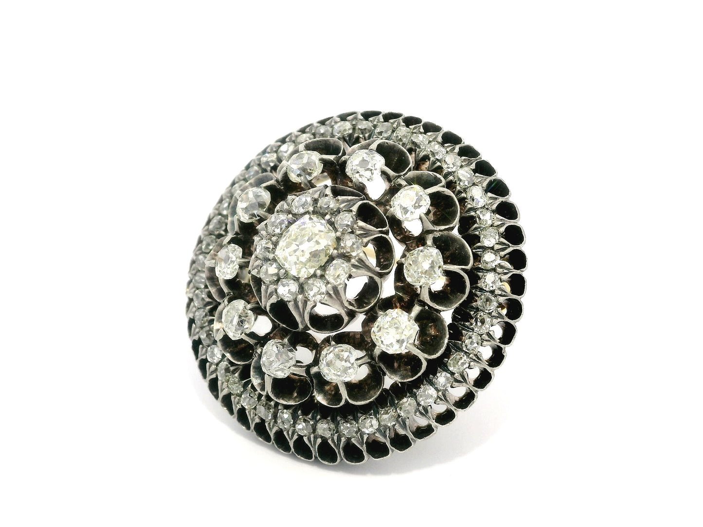 Georgian Domed Diamond Cluster Brooch | Silver over 14K Gold, c. 1800