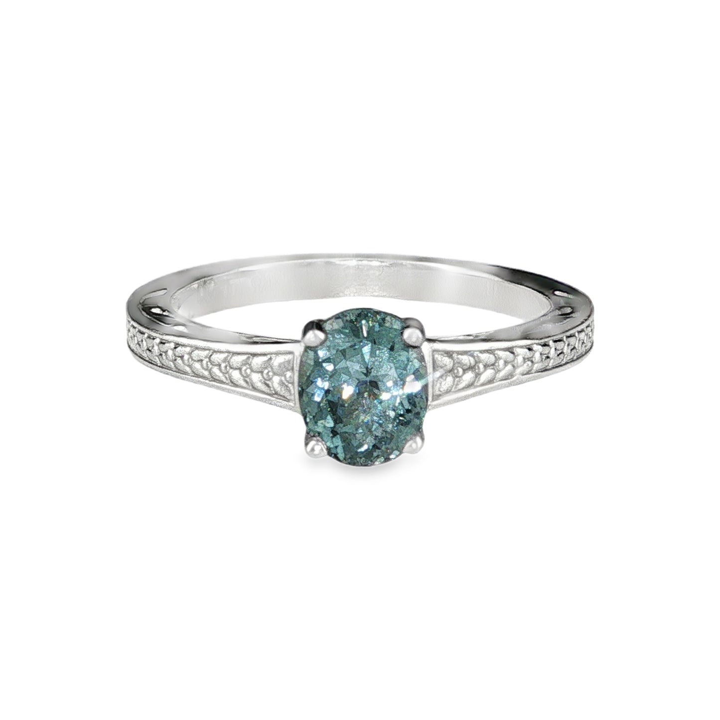 Natural Gray-Blue Spinel Ring in 14K White Gold