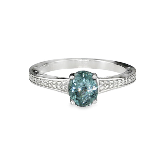 Natural Gray-Blue Spinel Ring in 14K White Gold