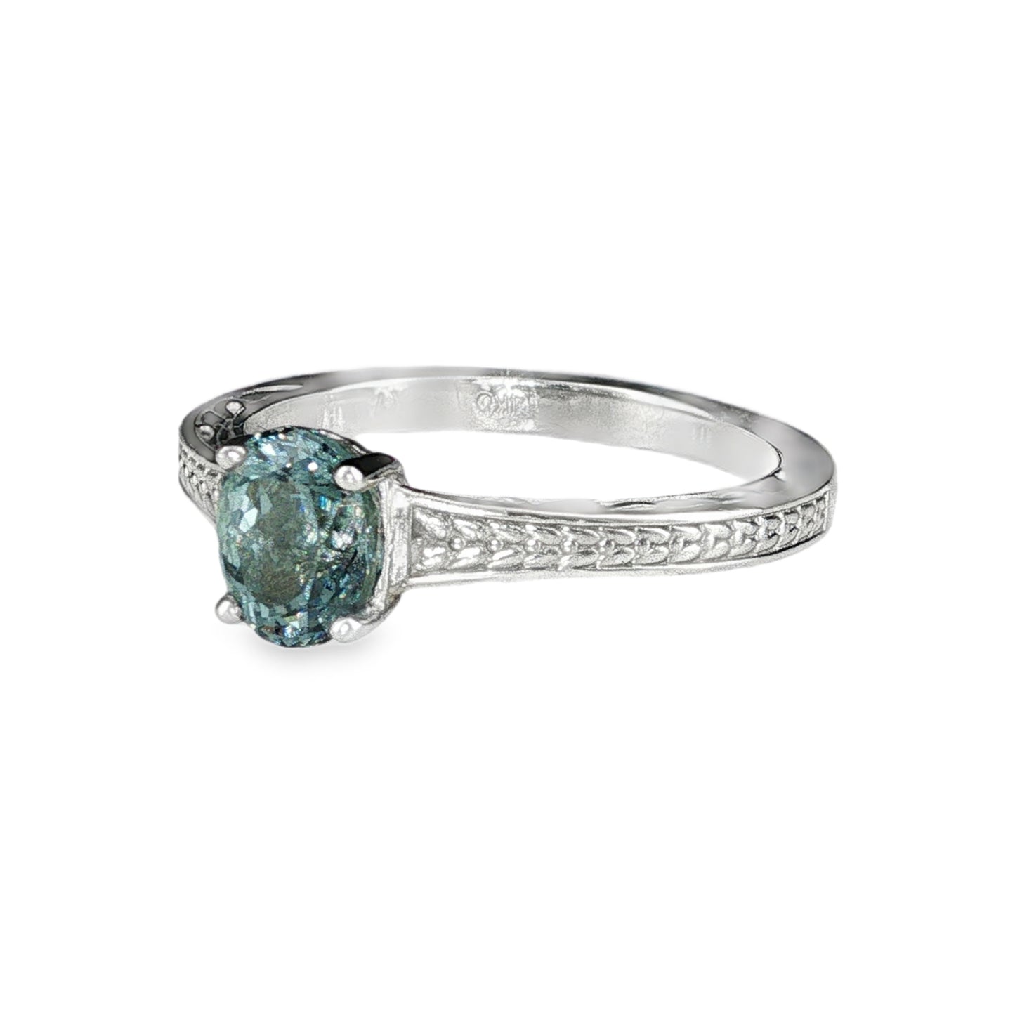 Natural Gray-Blue Spinel Ring in 14K White Gold
