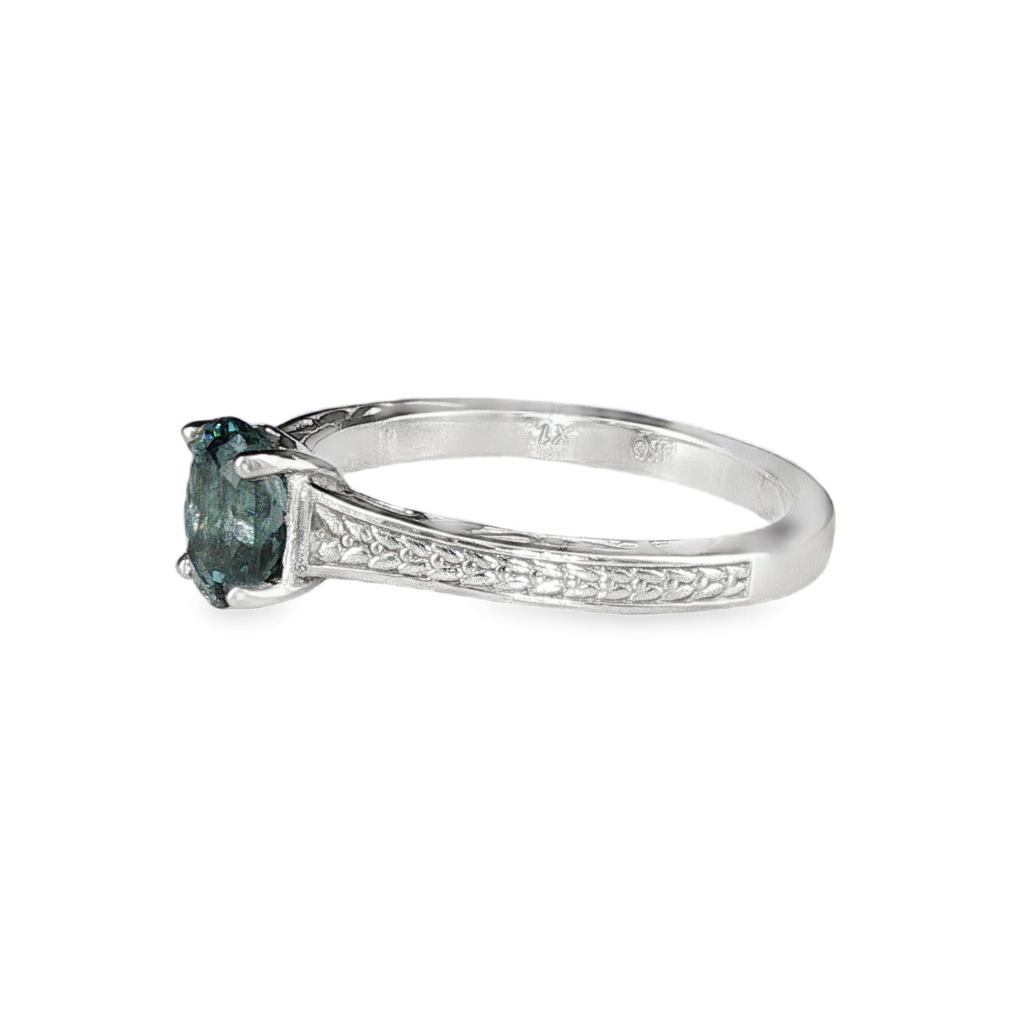 Natural Gray-Blue Spinel Ring in 14K White Gold