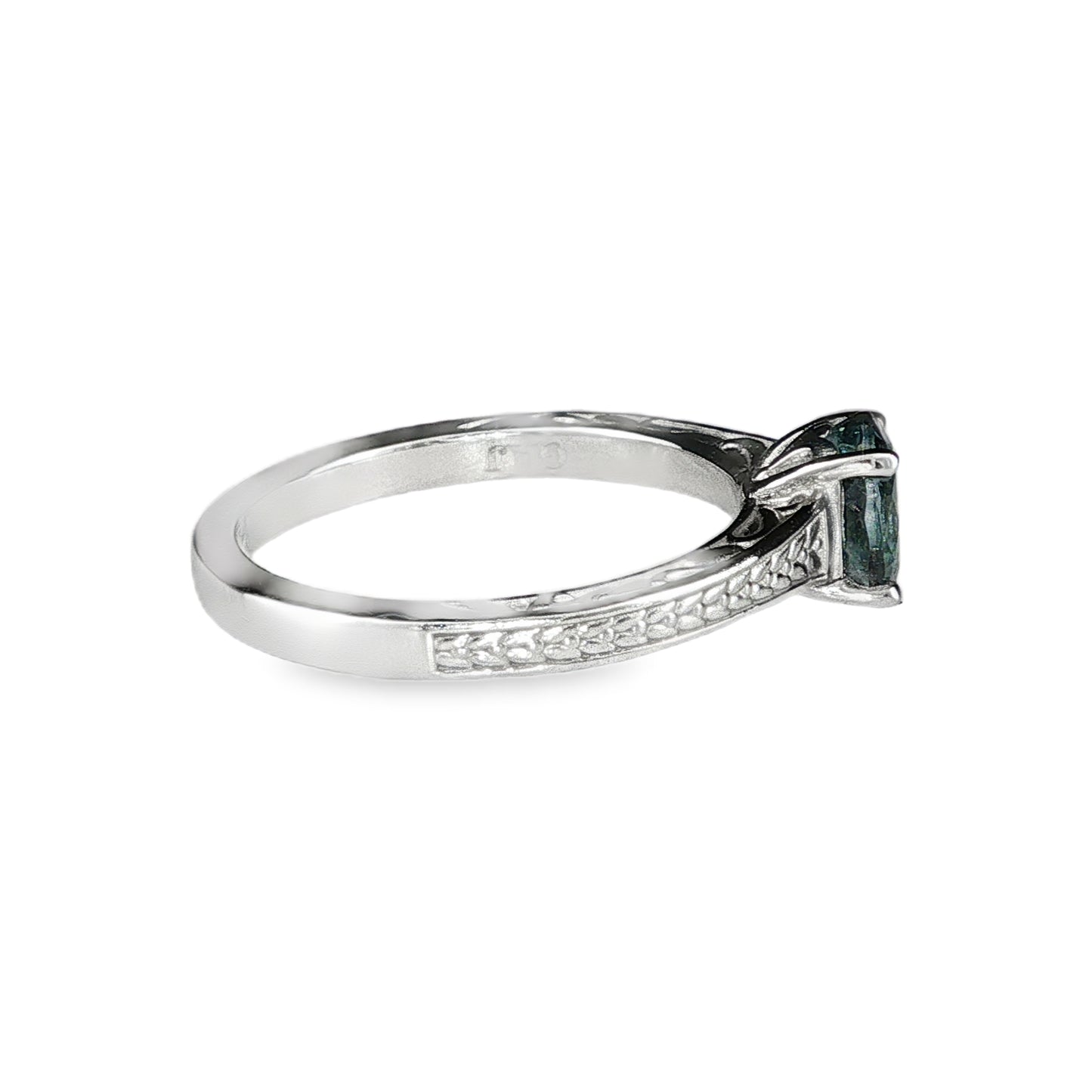 Natural Gray-Blue Spinel Ring in 14K White Gold