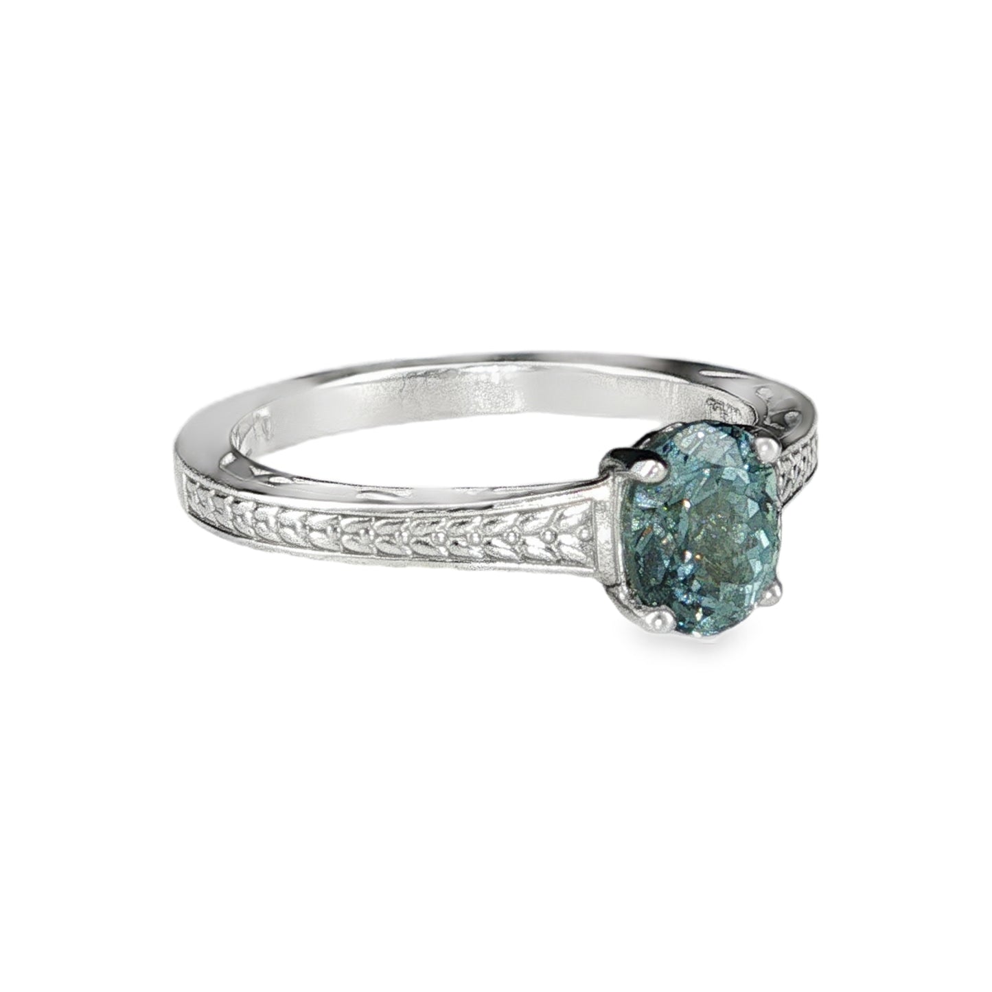 Natural Gray-Blue Spinel Ring in 14K White Gold